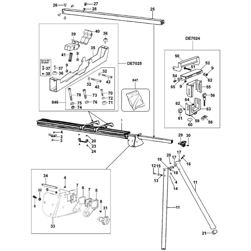 Sơ đồ Bộ chân đế DeWalt DE7023