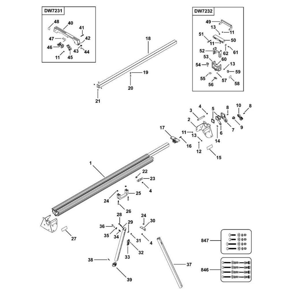 Sơ đồ Bộ chân đế DeWalt DWX723