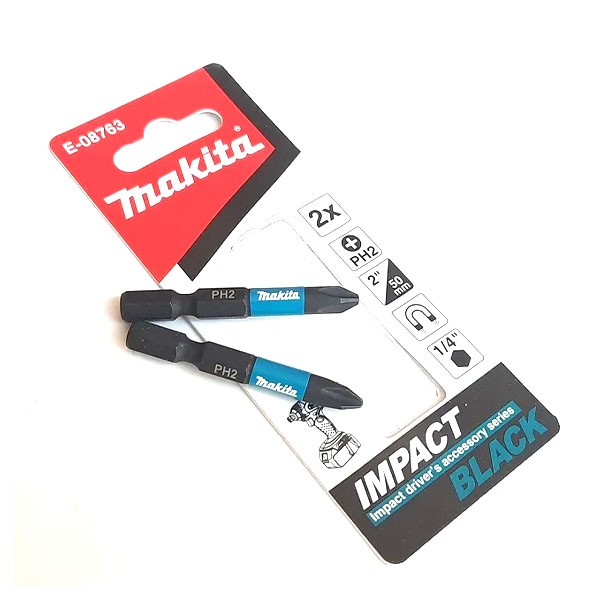 E-08763 Mũi Vít Ph2-50mm Impact Black (2 Cái/Bộ)