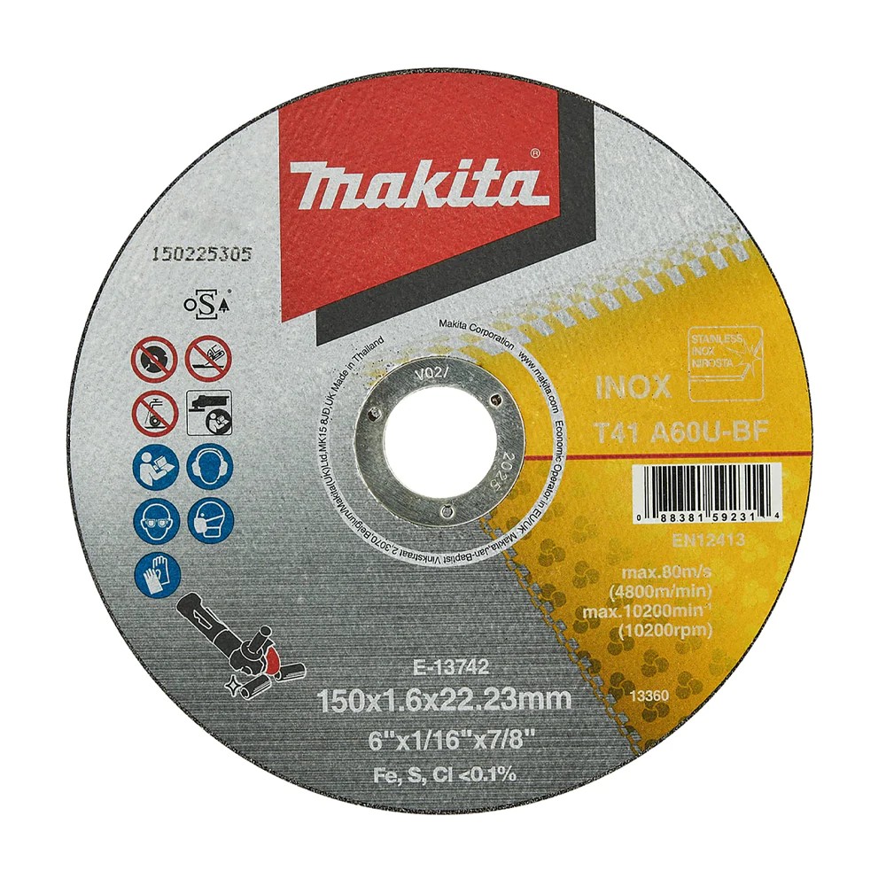 E-13742 Đá Cắt Mỏng Cho Inox – 150X1.6X22.23MM A60U