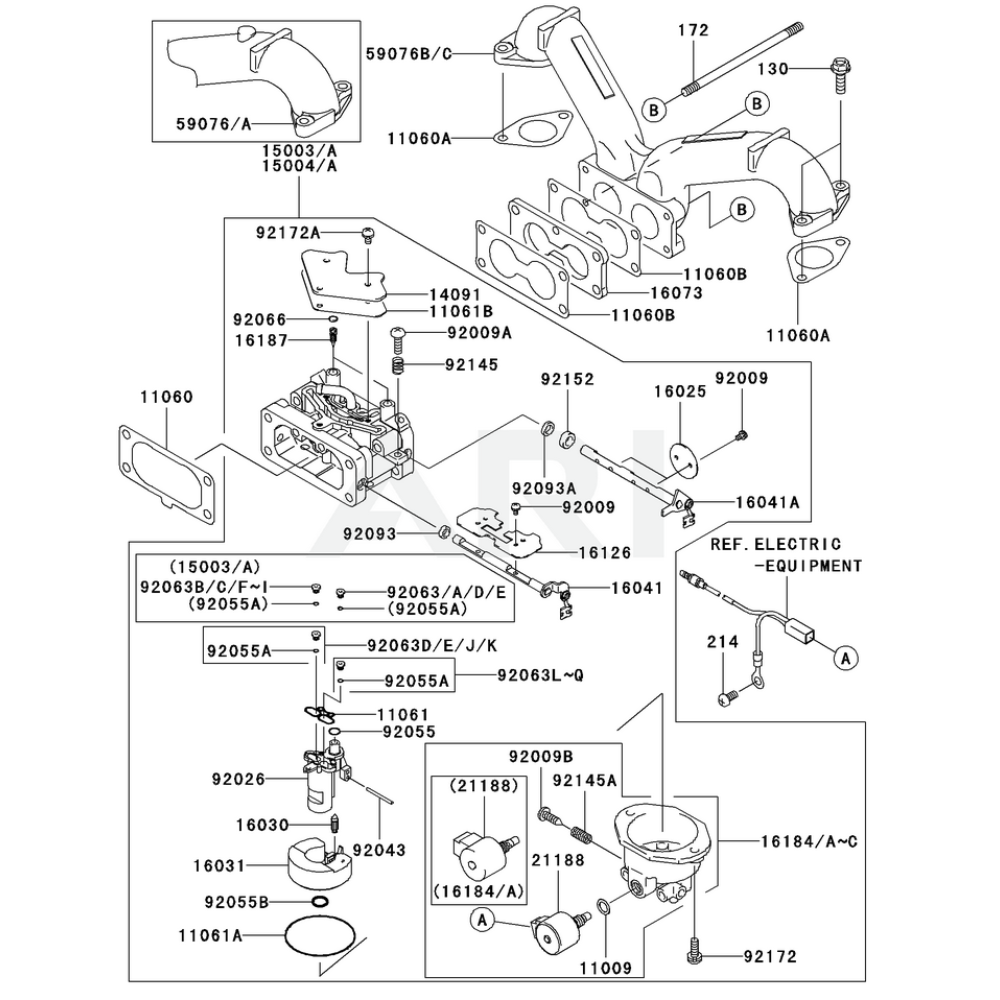 Sơ đồ Bộ chế hòa khí cho Kawasaki FH661V