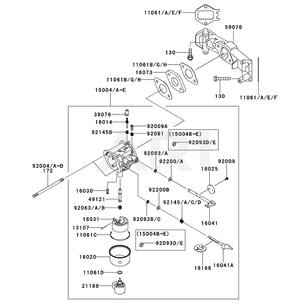 Sơ đồ Bộ chế hòa khí cho Kawasaki FS481V
