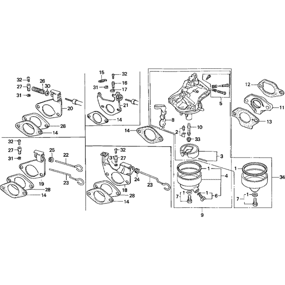 Sơ đồ Bộ chế hòa khí cho Honda G400K1