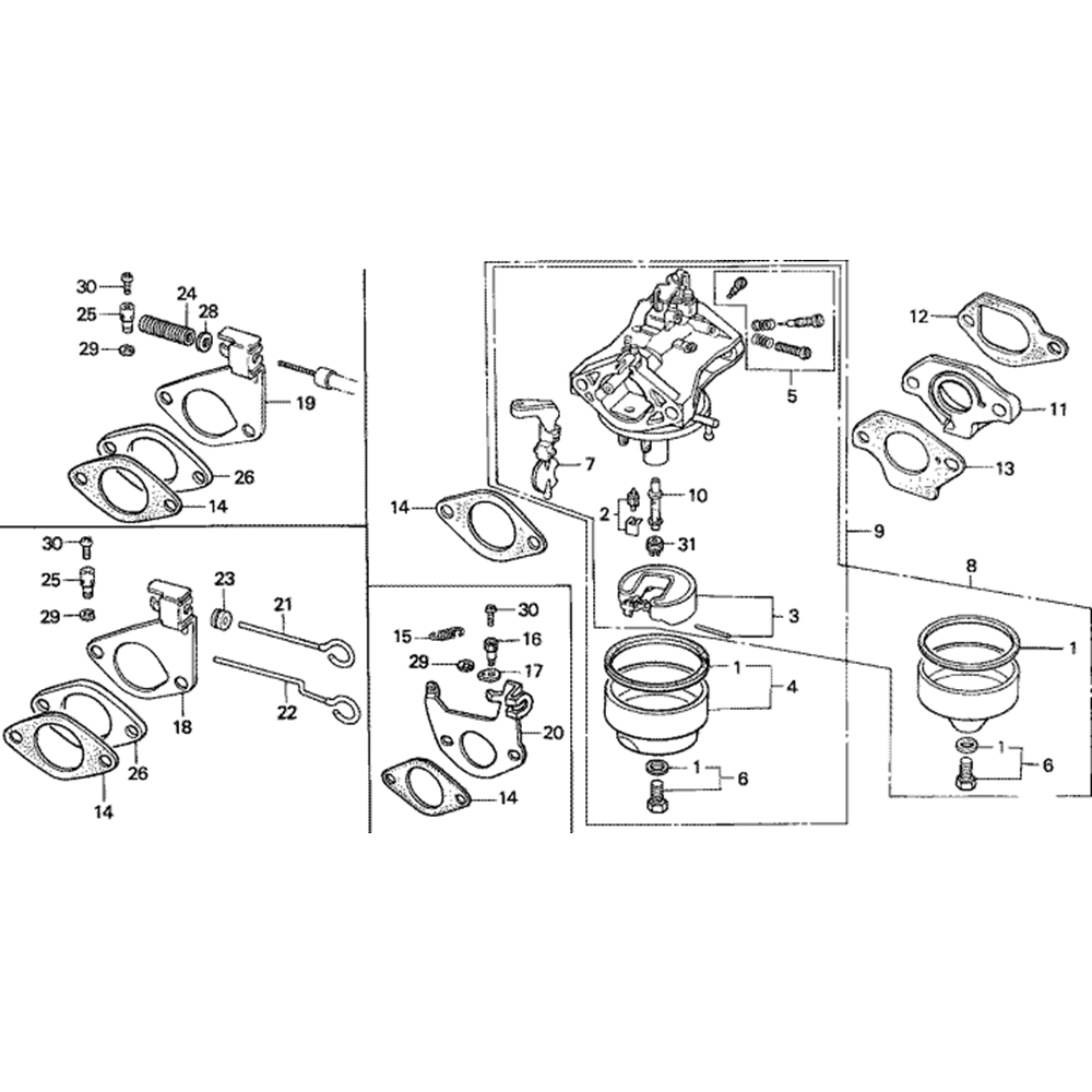 Sơ đồ Bộ chế hòa khí 2 lắp ráp Honda G400K1