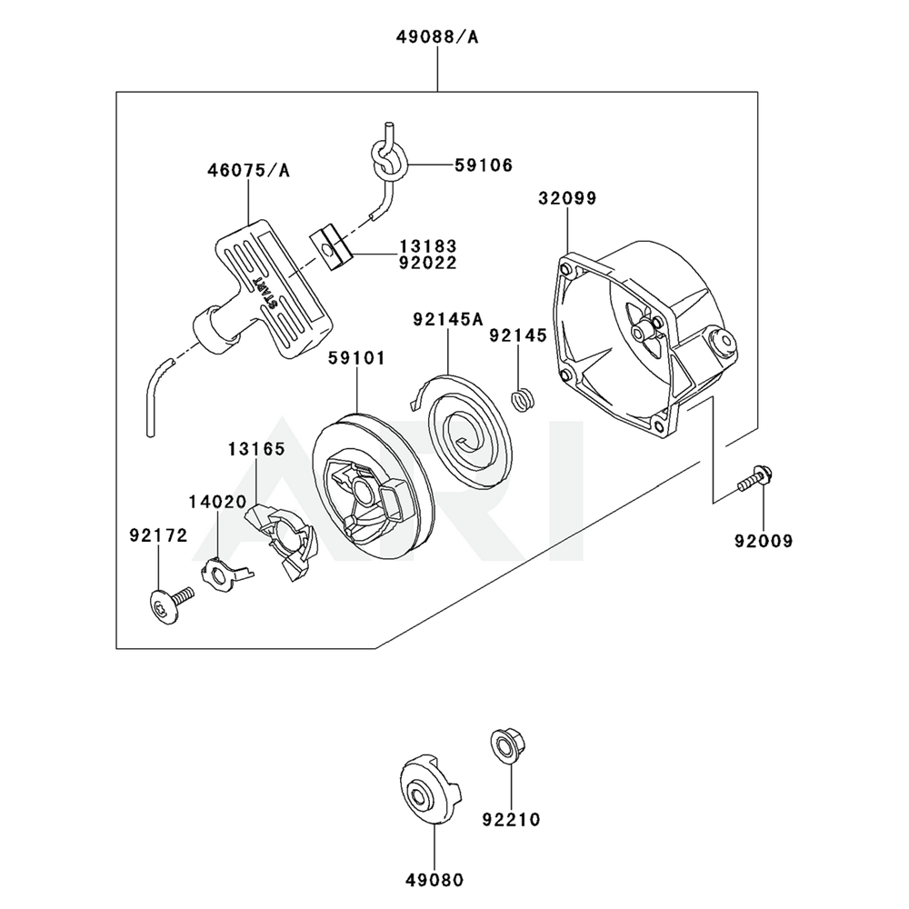 Sơ đồ Bộ khởi động cho Kawasaki KRB650B