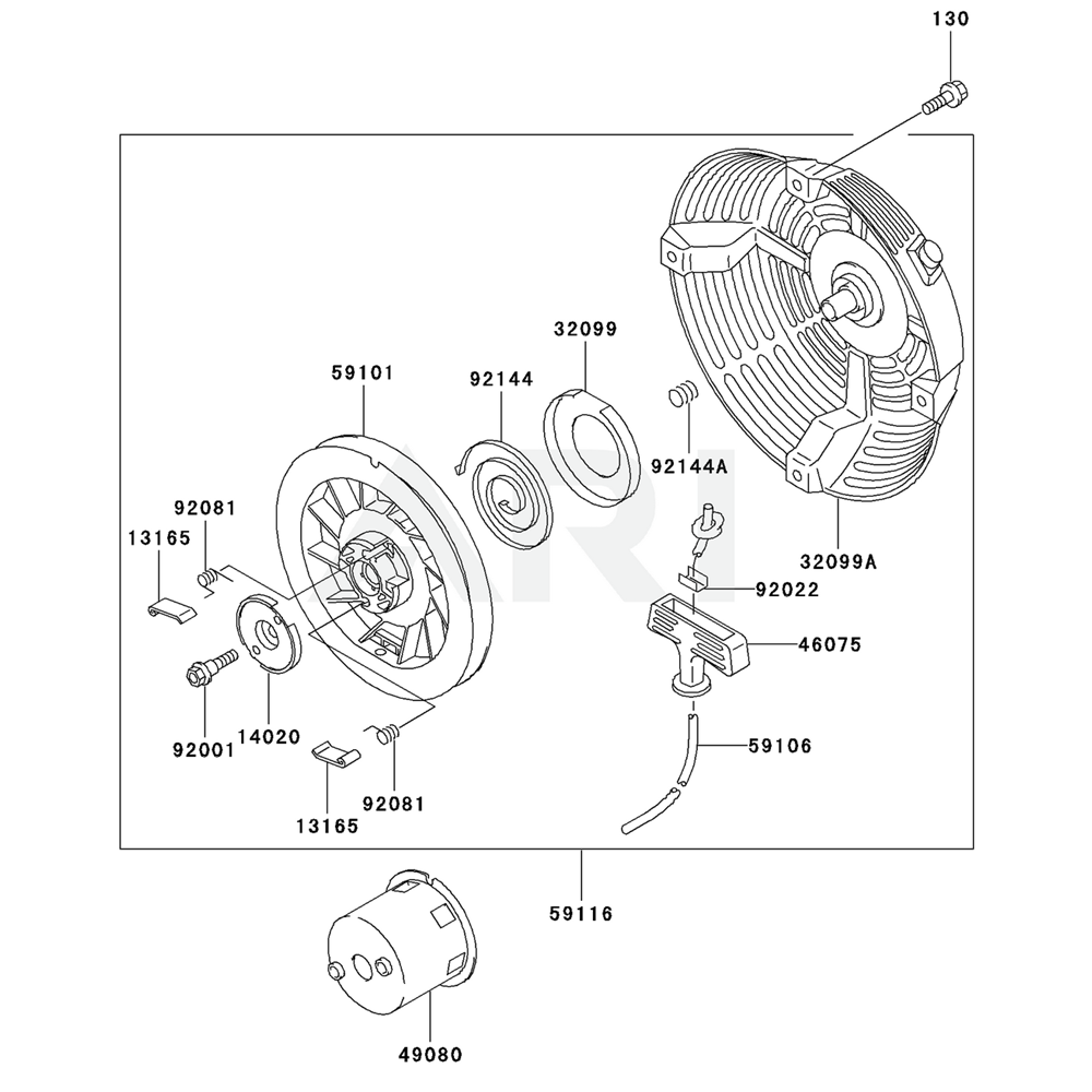 Sơ đồ Bộ khởi động cho máy bơm Kawasaki KWT30A