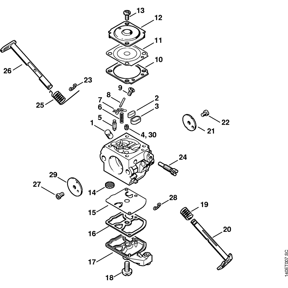 Sơ đồ Bộ chế hòa khí C1Q-S43 cho Stihl 017