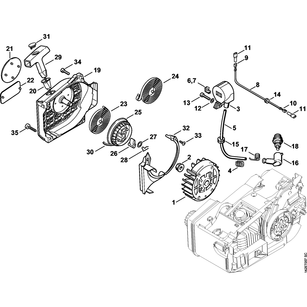 ms020 ms020t rewind starter