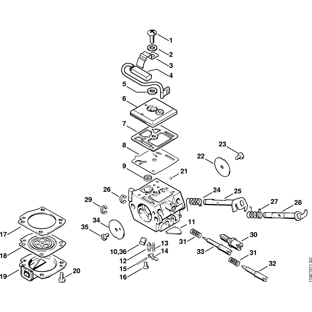 Sơ đồ Bộ chế hòa khí C3A-S27 cho Stihl 036