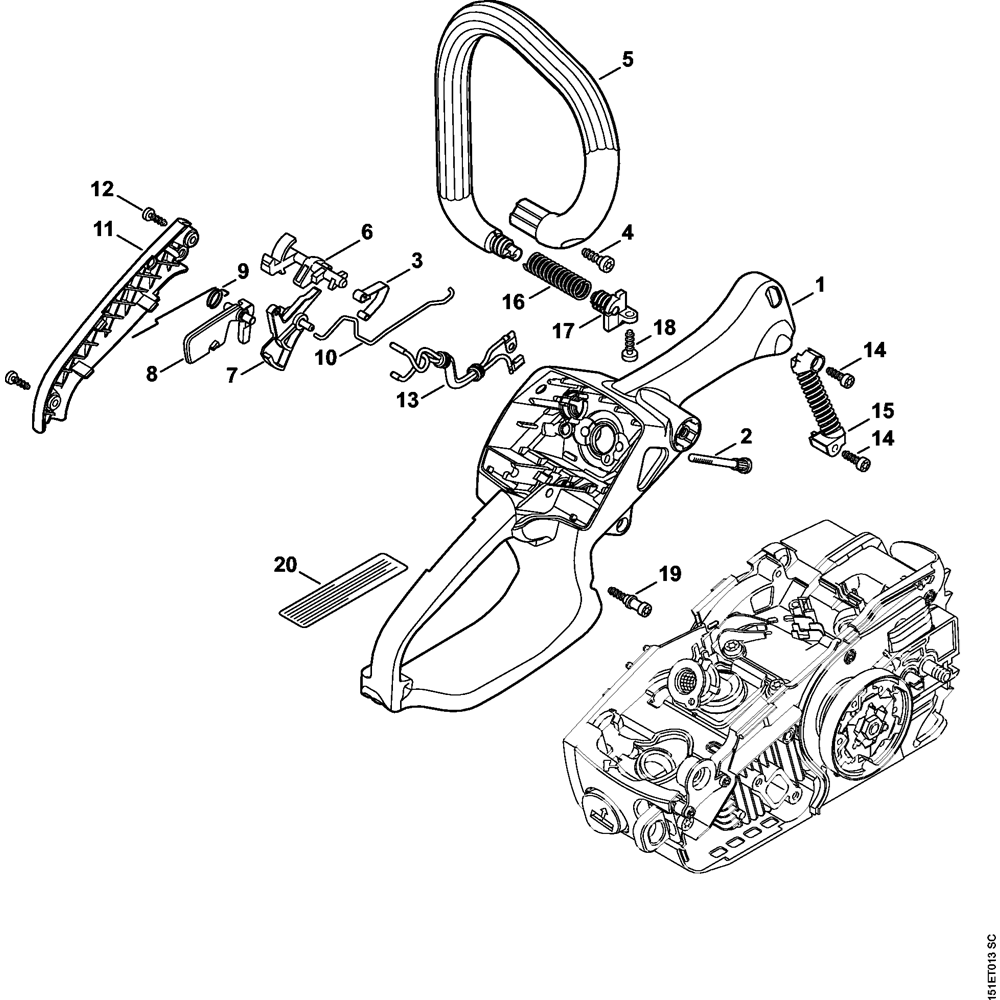 Sơ đồ Vỏ tay cầm cho Stihl MS192C