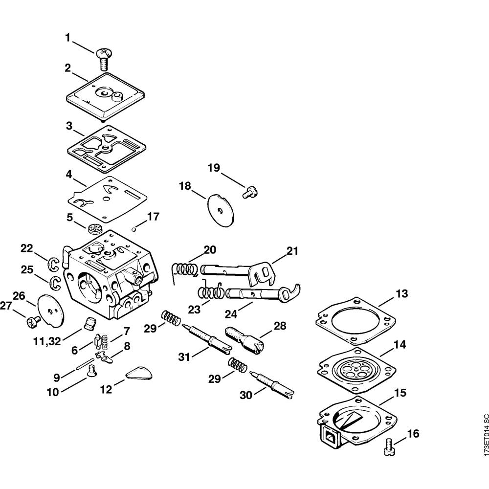 Sơ đồ Bộ chế hòa khí C3A-S31 cho Stihl MS340